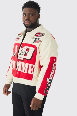 Plus Boxy Twill Homme Moto Bomber | BoohooMAN UK