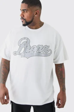 Plus Bronx Print T-shirt | BoohooMAN UK