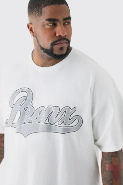 Plus Bronx Print T-shirt | BoohooMAN UK