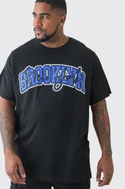 Plus Brooklyn Print T-shirt | BoohooMAN UK