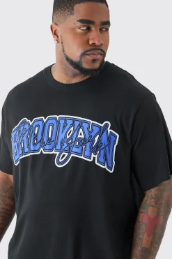 Plus Brooklyn Print T-shirt | BoohooMAN UK