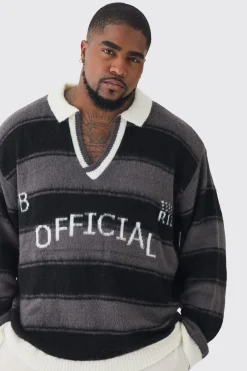 Plus Brushed Knit Official Football Top | BoohooMAN UK