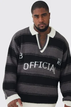 Plus Brushed Knit Official Football Top | BoohooMAN UK