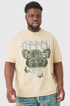 Plus Butterfly Skull Graphic T-shirt | BoohooMAN UK