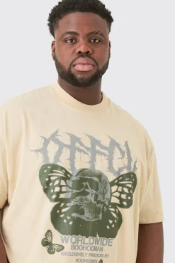 Plus Butterfly Skull Graphic T-shirt | BoohooMAN UK