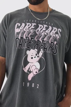 Plus Care Bears License Overdye Print T-shirt | BoohooMAN UK