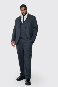 Plus Charcoal Check Regular Fit Suit Trouser | BoohooMAN UK