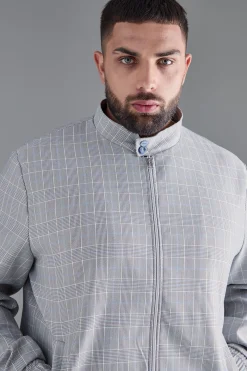 Plus Check Bomber And Trouser Set | BoohooMAN UK