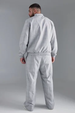 Plus Check Tailored Wide Leg Trousers | BoohooMAN UK