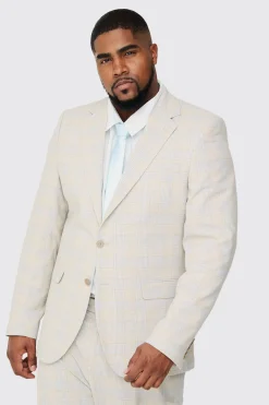 Plus Checked Skinny Fit Blazer | BoohooMAN UK