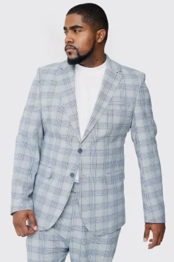 Plus Checked Skinny Fit Suit | BoohooMAN UK