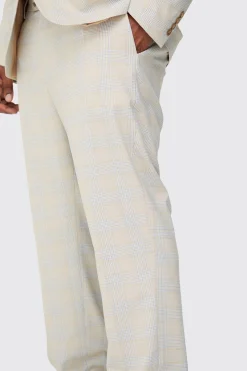 Plus Checked Skinny Fit Trousers | BoohooMAN UK