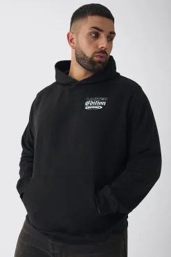 Plus Cherry Graphic Back Print Oversized Hoodie | BoohooMAN UK