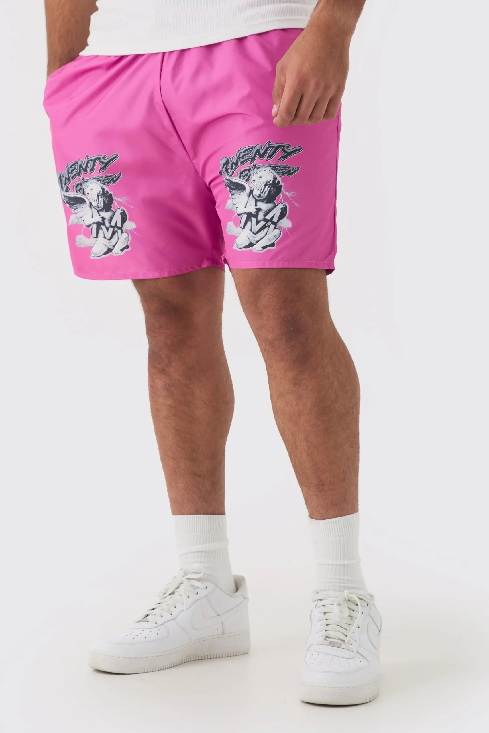 Plus Cherub Printed Swim Shorts | BoohooMAN UK