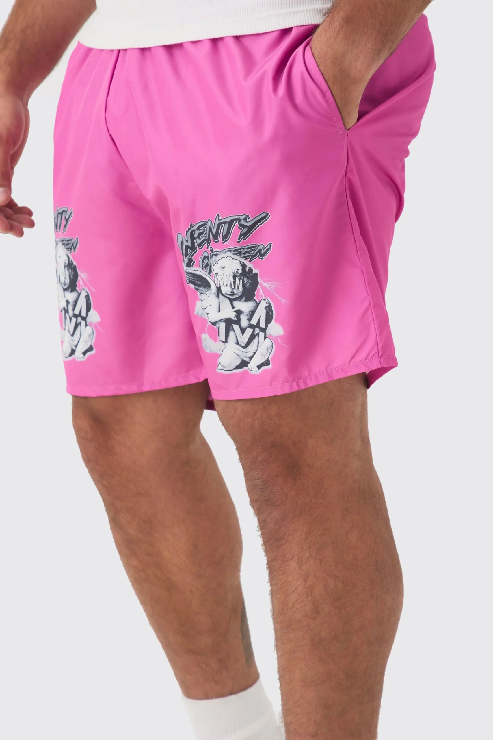 Plus Cherub Printed Swim Shorts | BoohooMAN UK