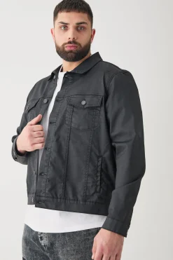 Plus Coated Denim Jacket | BoohooMAN UK