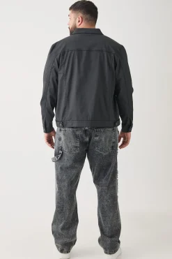 Plus Coated Denim Jacket | BoohooMAN UK