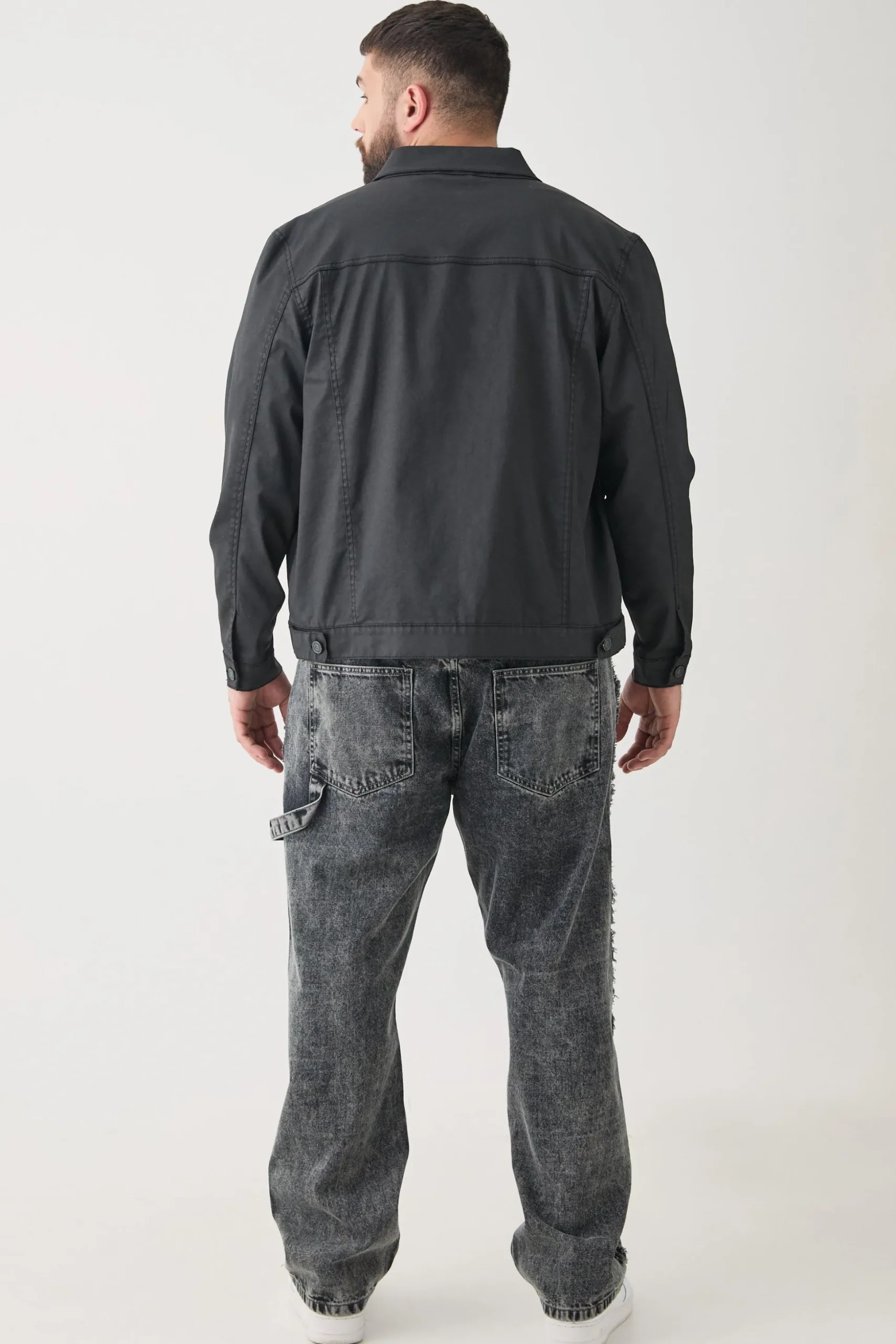 Plus Coated Denim Jacket | BoohooMAN UK