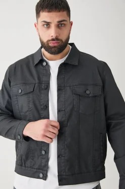 Plus Coated Denim Jacket | BoohooMAN UK