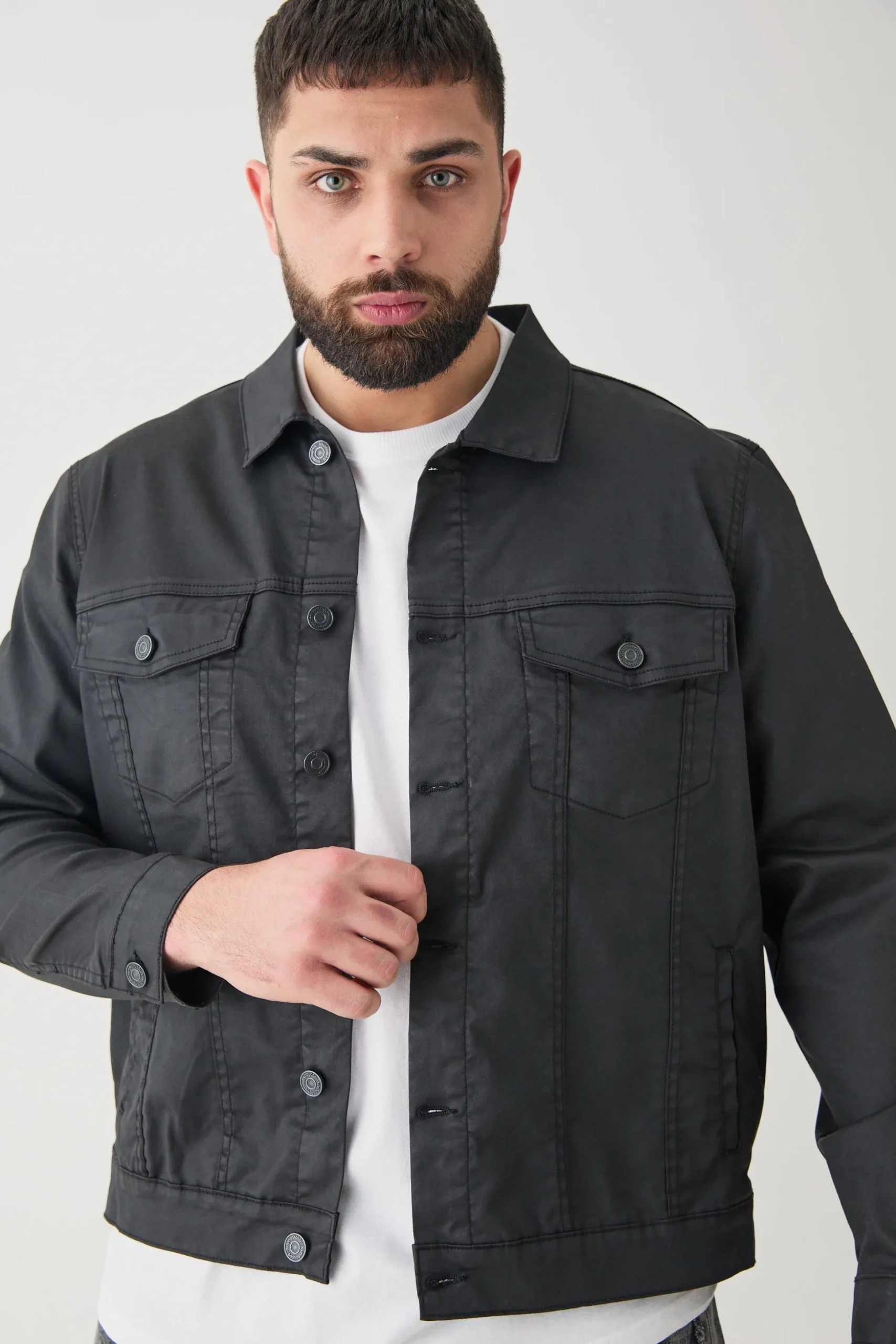 Plus Coated Denim Jacket | BoohooMAN UK