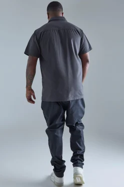 Plus Coated Twill Trouser | BoohooMAN UK