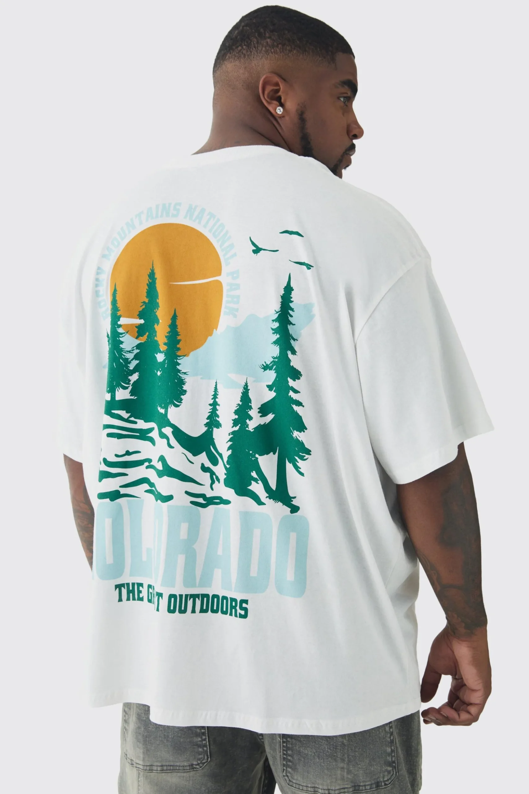 Plus Colorado Back Printed Oversized T-Shirt | BoohooMAN UK
