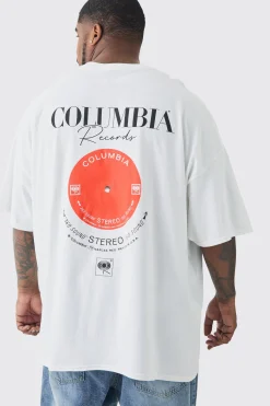 Plus Columbia Records License T-shirt | BoohooMAN UK