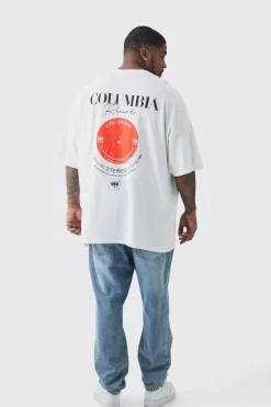 Plus Columbia Records License T-shirt | BoohooMAN UK