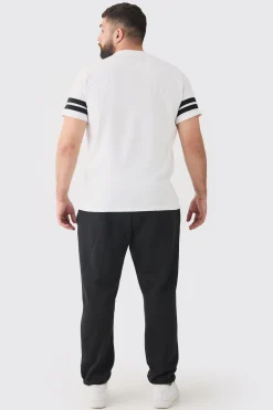 Plus Contrast Panel T-shirt | BoohooMAN UK