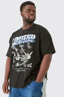 Plus Core Limited Edition Skeleton Printed T-shirt In Black | BoohooMAN UK