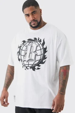 Plus Core Varsity T-shirt In White | BoohooMAN UK