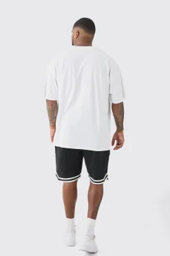 Plus Core Varsity T-shirt In White | BoohooMAN UK