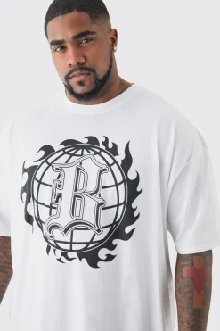Plus Core Varsity T-shirt In White | BoohooMAN UK