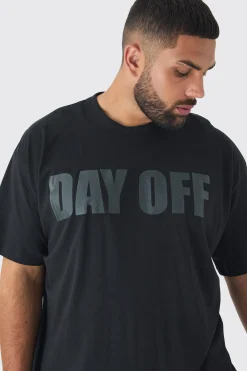 Plus Day Off Print Oversized T-shirt In Black | BoohooMAN UK