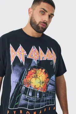 Plus Def Lepard License Graphic T-shirt | BoohooMAN UK
