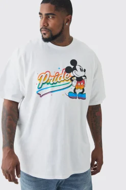 Plus Disney Mickey Mouse Pride License Graphic T-shirt | BoohooMAN UK