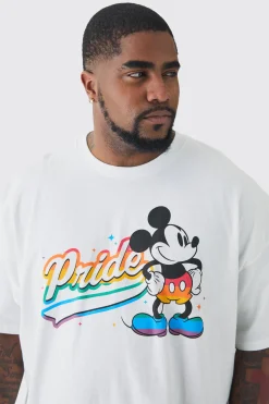 Plus Disney Mickey Mouse Pride License Graphic T-shirt | BoohooMAN UK