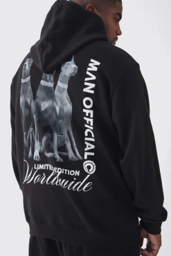 Plus Doberman Graphic Back Print Oversized Tracksuit | BoohooMAN UK