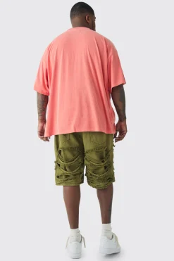 Plus Doodle Skull Homme Printed T-shirt In Coral | BoohooMAN UK