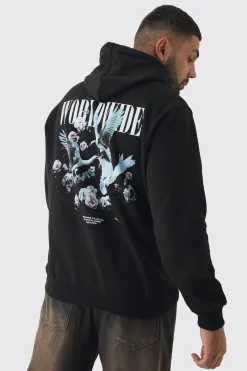 Plus Dove Worldwide Regular Fit Hoodie | BoohooMAN UK