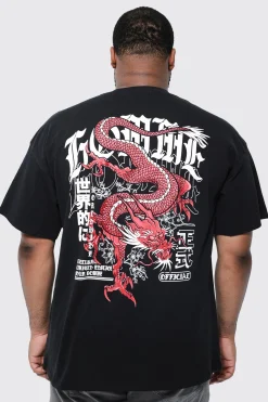 Plus Dragon Back Print T-shirt | BoohooMAN UK