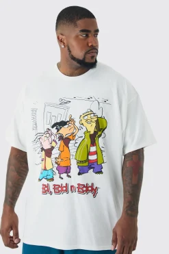Plus Ed Edd N Eddy License Print T-shirt In White | BoohooMAN UK