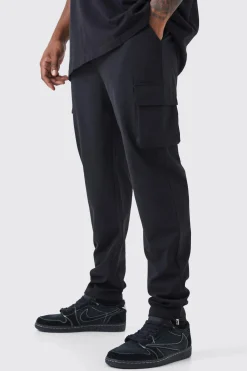 Plus Elastic Lightweight Stretch Skinny Cargo Trouser | BoohooMAN UK