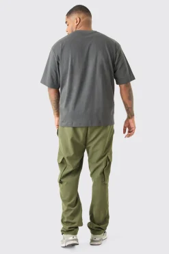 Plus Elastic Lightweight Skinny Cargo Trouser | BoohooMAN UK