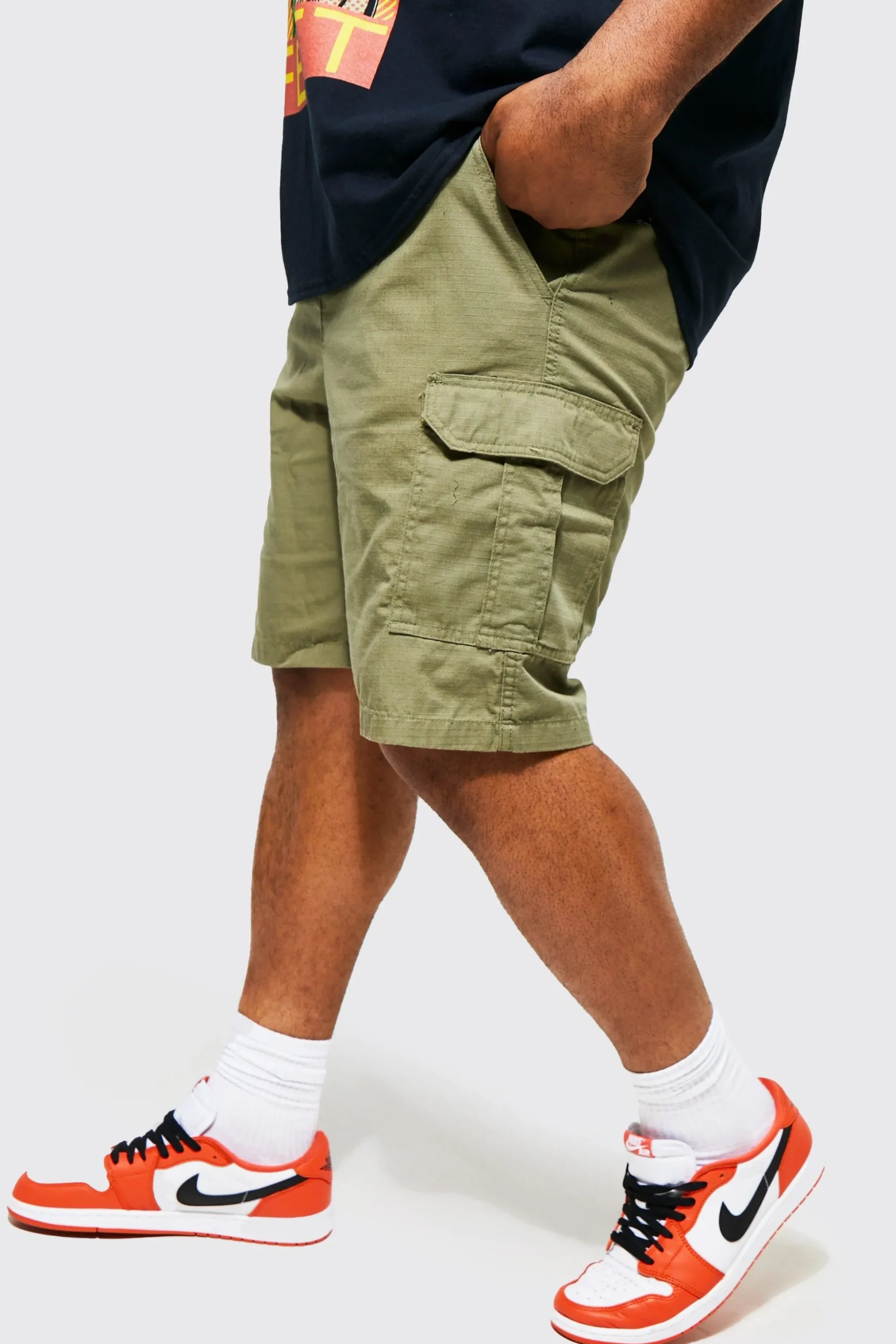 Plus Elastic Waist Cargo Short | BoohooMAN UK