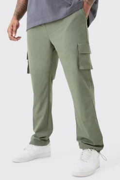 Plus Elastic Waist Lightweight Stretch Skinny Cargo Trouser | BoohooMAN UK