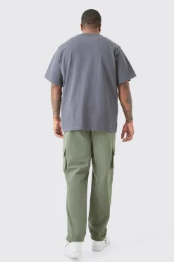Plus Elastic Waist Lightweight Stretch Skinny Cargo Trouser | BoohooMAN UK