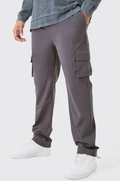 Plus Elastic Waist Lightweight Stretch Skinny Cargo Trouser | BoohooMAN UK