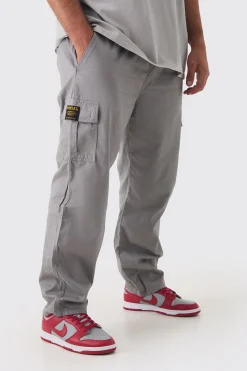 Plus Elastic Waist Straight Fit Cargo Trousers | BoohooMAN UK