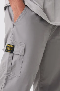 Plus Elastic Waist Straight Fit Cargo Trousers | BoohooMAN UK